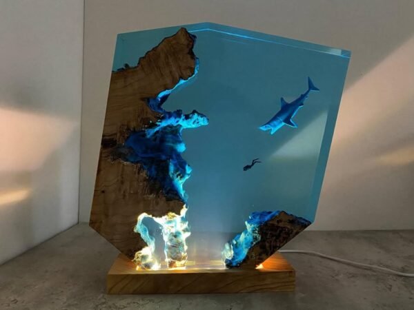 Sharks, divers, wood sculptures, epoxy resin lamp （ Best Gift 🎁 ） - Image 6
