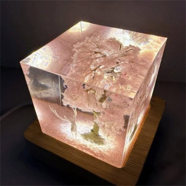 Sakura tree, deer, epoxy resin lamp （ Best Gift 🎁 ） - Image 3