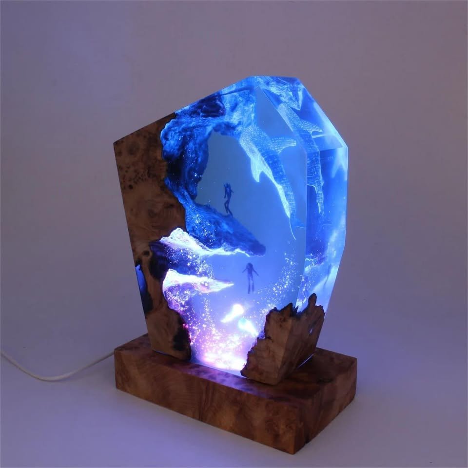 Ocean Whale Shark Resin Night Light, Handmade Wooden Crafts( Best Gift 🎁 ) - Image 4