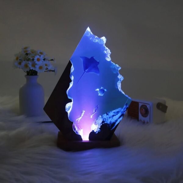Manta ray, turtle, diver, wood sculpture, epoxy resin lamp（ Best Gift 🎁 ） - Image 9