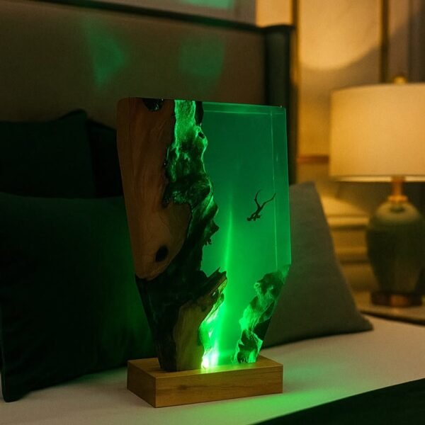 Handcrafted Resin Wood Diver Lamp – Ocean-Inspired Ambient Night Light - Image 5