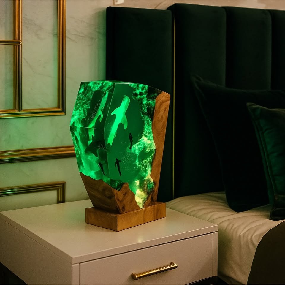 Ocean Whale Shark Resin Night Light, Handmade Wooden Crafts( Best Gift 🎁 ) - Image 2